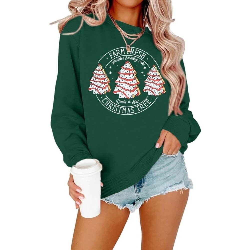 Christmas Sweatshirt For Women Long Sleeve Xmas Tree Holiday Pullover